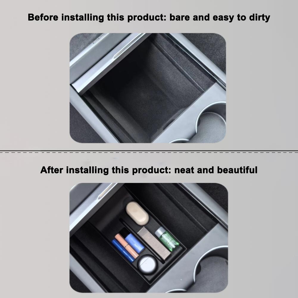 for Tesla New Juniper 2025 Interior Accessories Center Contral Storage Organizer Tray Armrest Box Bottom Mat Card Holder