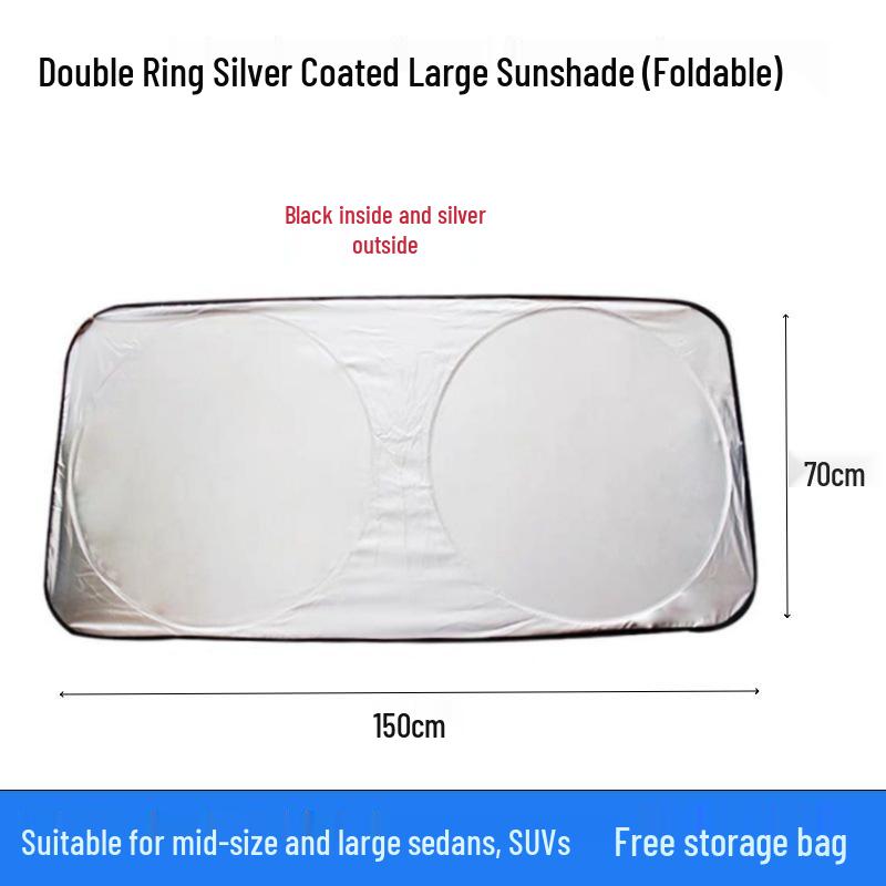 Thickened Titanium Silver Front Windshield Sunshade for Heat and UV Protection