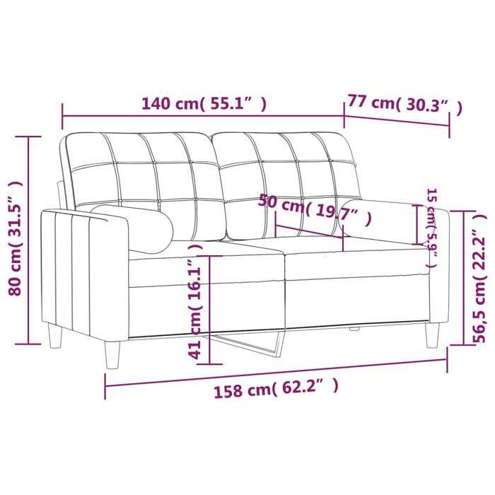 VidaXL 2-seater Sofa with Decorative Pillows Cream 140 Cm Fabric, Sofa, Loveseat, Living Room Sofa, Sofas, Sofa 3200784