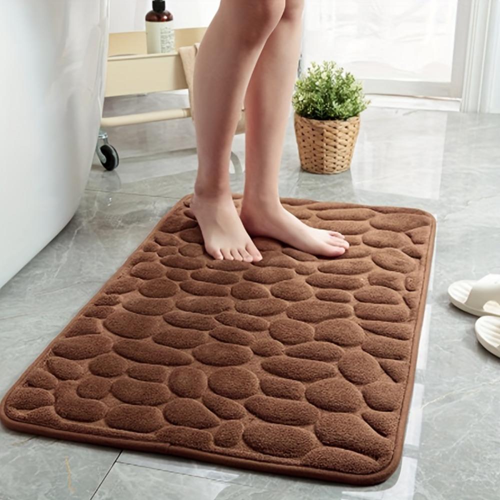 Rutschfeste Badematte mit PVC-Rücken - Maschinenwaschbar, Flache Polyester-Badematte, Niedriger Flor, Gewebter Stoff Rechteckiger Badezimmerteppich, Hochsaugfähig