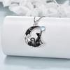 Creative Black Cat Crystal Moon Pendant Necklace For Women Cute Kitten Moonstone Choker Couple Y2K Jewelry Birthday Party Gift