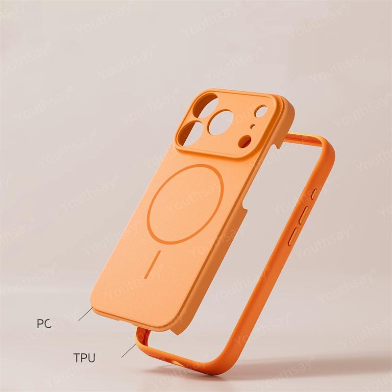 Luxury Original Hard PC For Magsafe Case For iPhone 17 Air 16 15 Pro Max Fundas TPU Magnetic Wireless Phone Cover iPhone 17 Pro