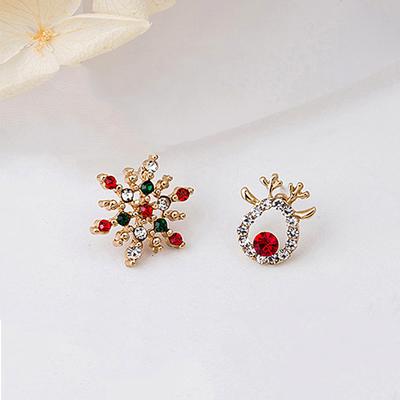 Einzigartiger Weihnachts-Elch-Schneeflocken-Ohrring für Damen Mädchen Süße Perlen-Strass-Weihnachts-Ohrringe Festival Silvester Schmuck Geschenke