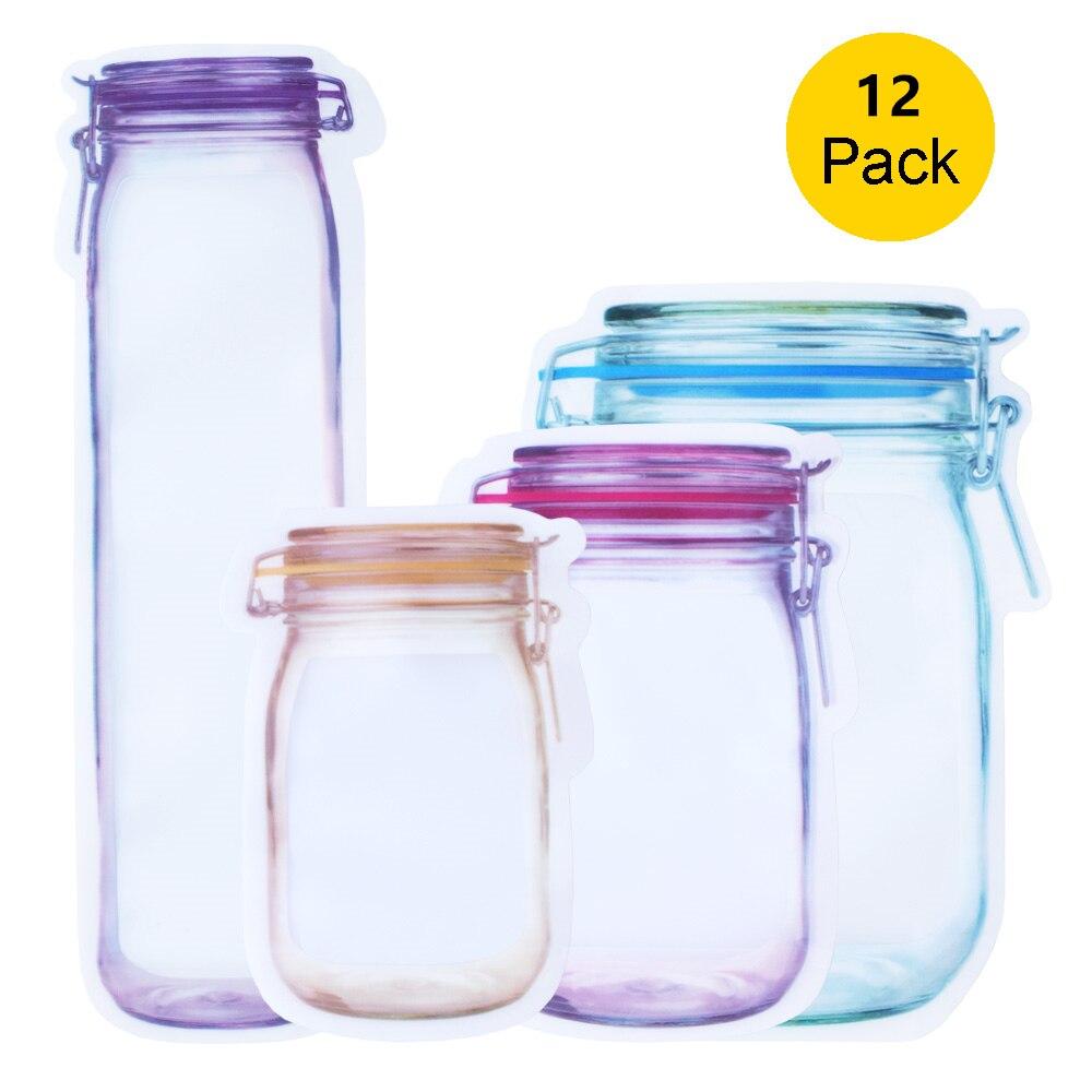 12.05.20 Wiederverwendbare Mason Jar Taschen Lebensmittel Süßigkeiten Lebensmittel Lagerung Reißverschluss Tasche Tragbare Küche Dichtung Nuss Kekse Snack Mason Organizer