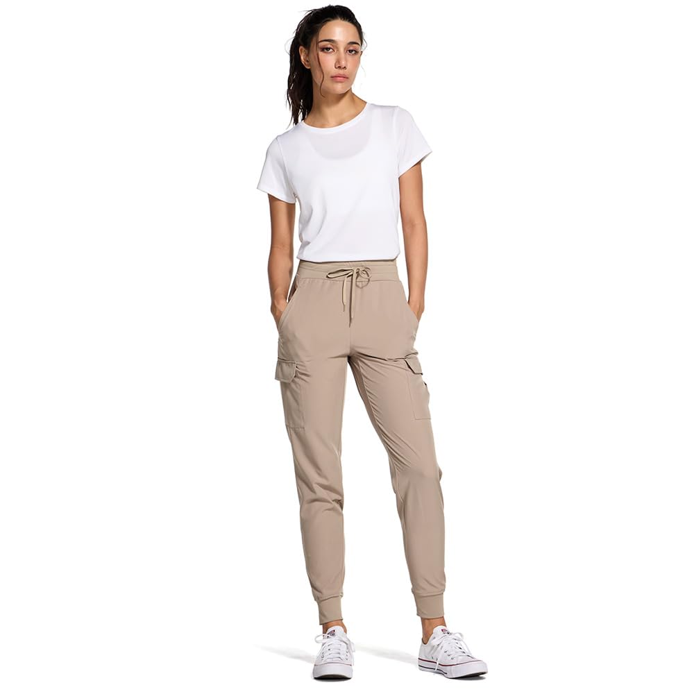 CQR Cargo UV Jogger Loose Elastic Waist with Perfect for and Outdoor and Running Women's Pants, Moisture-Wicking, Quick-Drying, Protection,