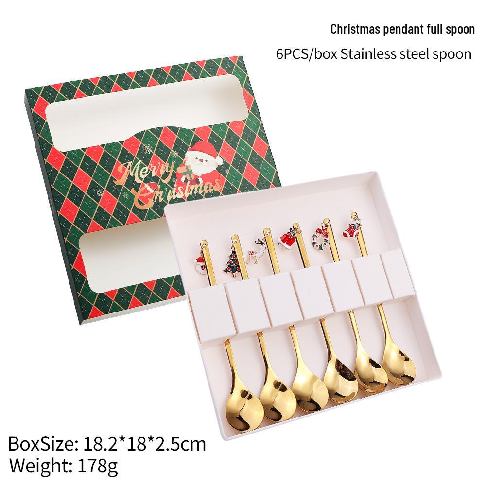 Christmas Stainless Steel Spoon and Fork Gift Set with Cute Pendant