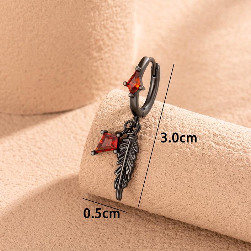 

Diamond gift 1Pc Feather exquisite Earrings for Couples lady s Rhinestone Ear Loops and Buckles Jewelry чорний