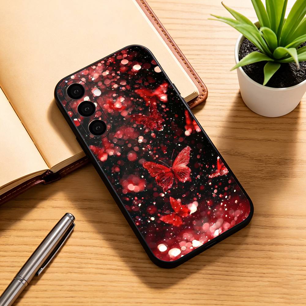 

G-Glow in the dark B-butterfly Phone Case For Samsung Galaxy A73,A72,A71,A70,A53,A52,A51,Soft Silicone Black Cover Samsung a52