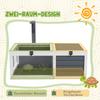 Tortoise Table with Wooden Lamp Holder, Wooden Tortoise House W/ Openable Lids, Pull-Out Trays - Grey