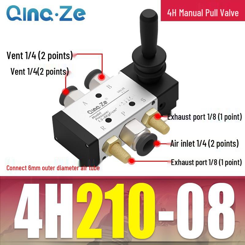 Cylinder Pneumatic Control Switch 4H210-08: Two-Position, Five-Way Reversing Valve with Manual Hand Pull, 4H310-10