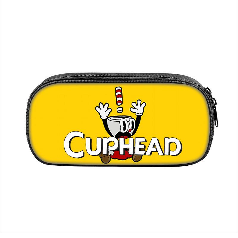 Cuphead Cartoon Pen Case Nylon Storage Pouch For Students And Kids