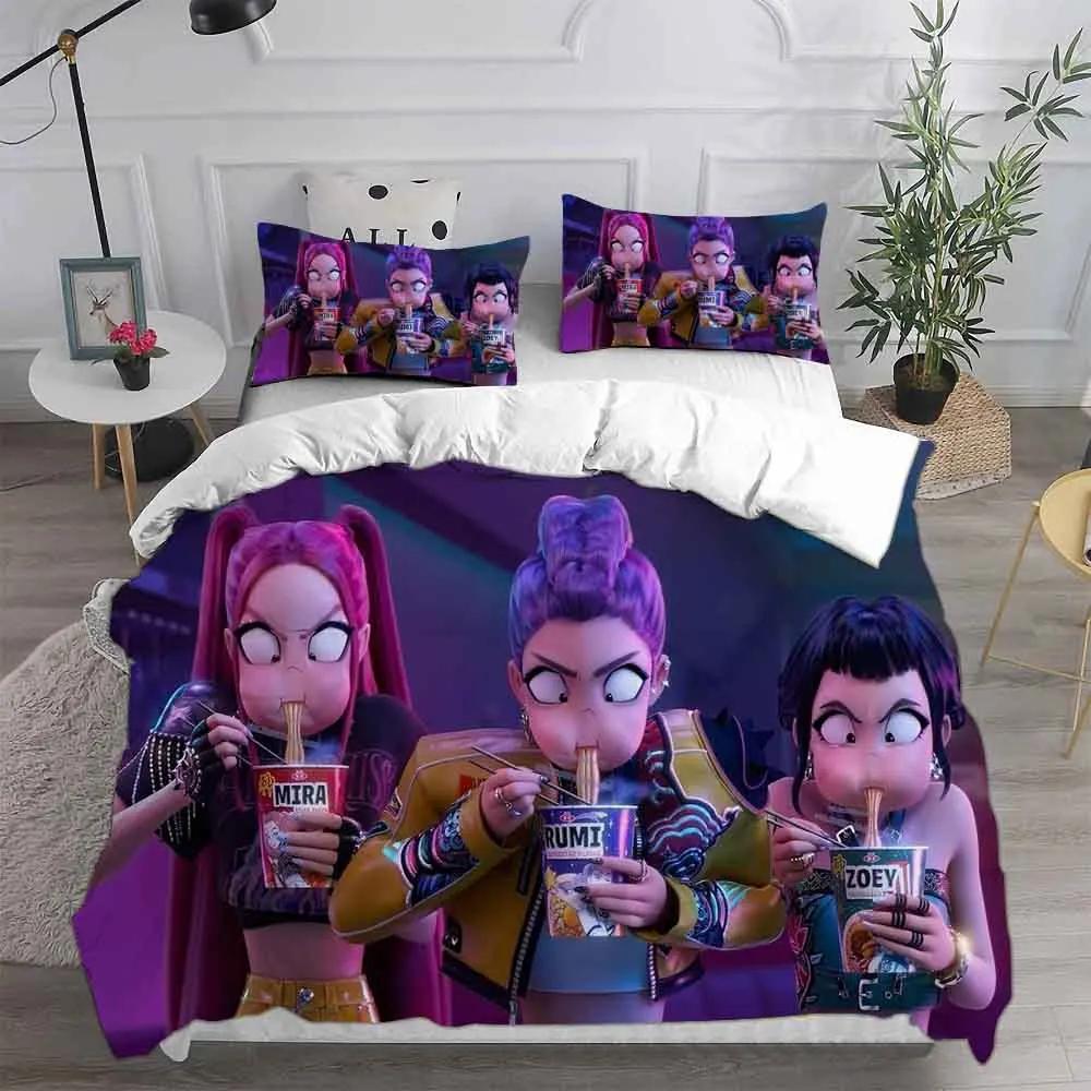 Kpop Demon Hunters Bedding Sets Eu Single Comforter Quilt Bed Cover Duvet Cover Pillow Case 2-3 Pieces Sets Halloween Costume