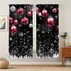 2 st Set Jul Snögubbe Gardiner Stångficka Design Digitaltryck Polyester Draperier för Vardagsrum Kök Sovrum Fönster
