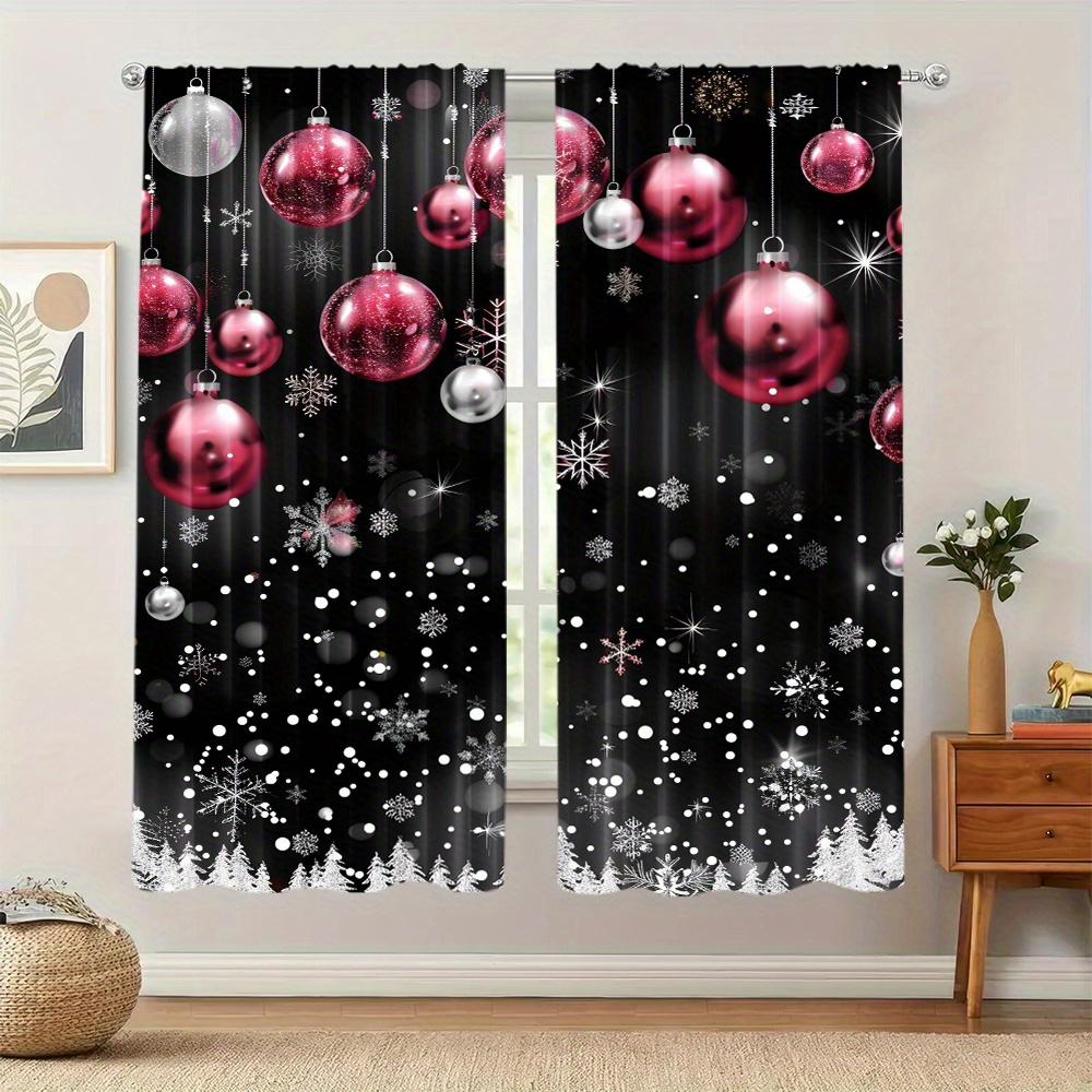 2 st Set Jul Snögubbe Gardiner Stångficka Design Digitaltryck Polyester Draperier för Vardagsrum Kök Sovrum Fönster