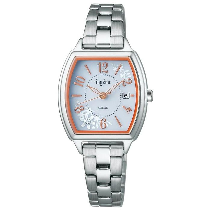 SEIKO ingenu AHJD437 Women s Solar Watch, White Dial, Metal Band
