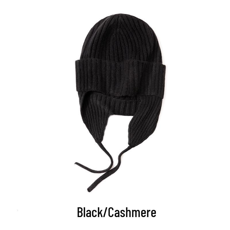 Autumn/Winter Pure Cashmere Earflap Knit Hat - Retro, Warm, Cold-Proof.