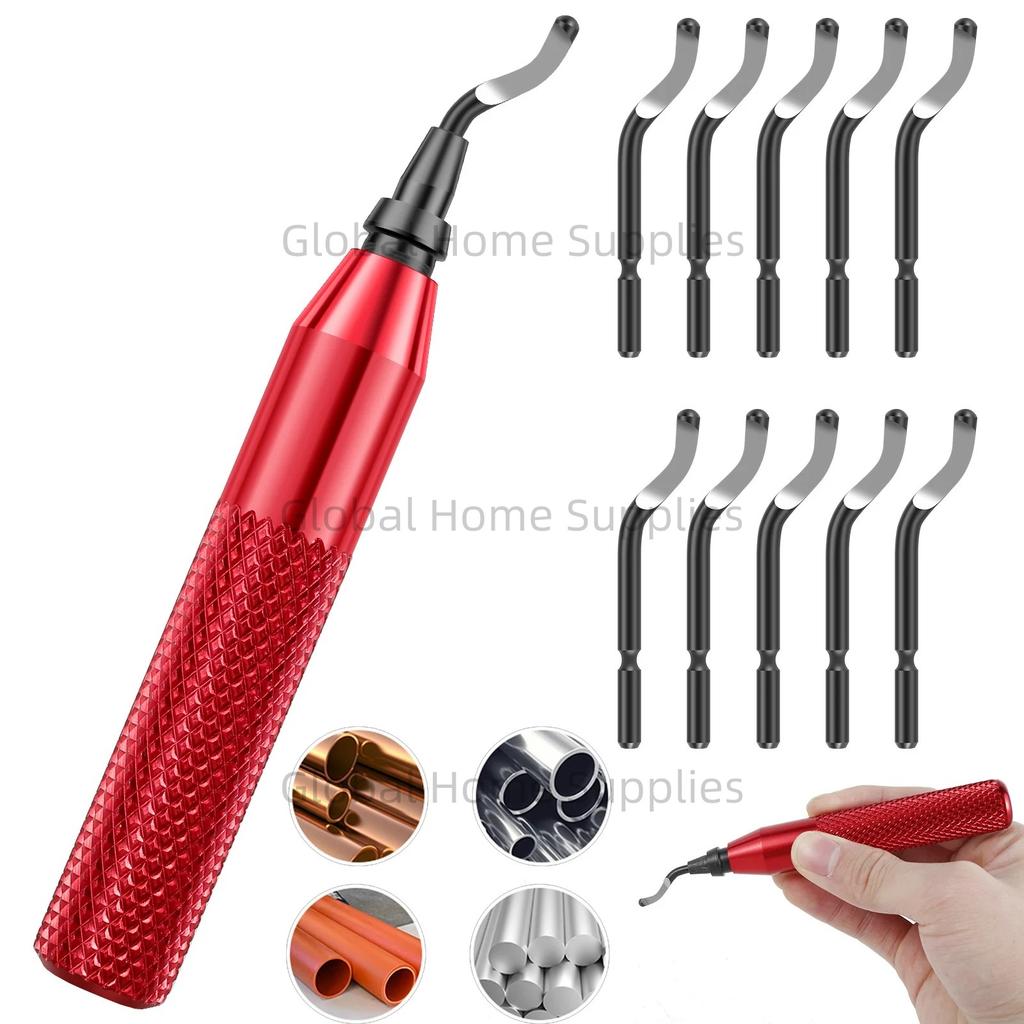 RB3000 Entgratwerkzeug mit 10 HSS-Klingen 360° schwenkbarer Kopf für Metall Kunststoff Harz 3D-Drucke Kupfer PVC-Rohre