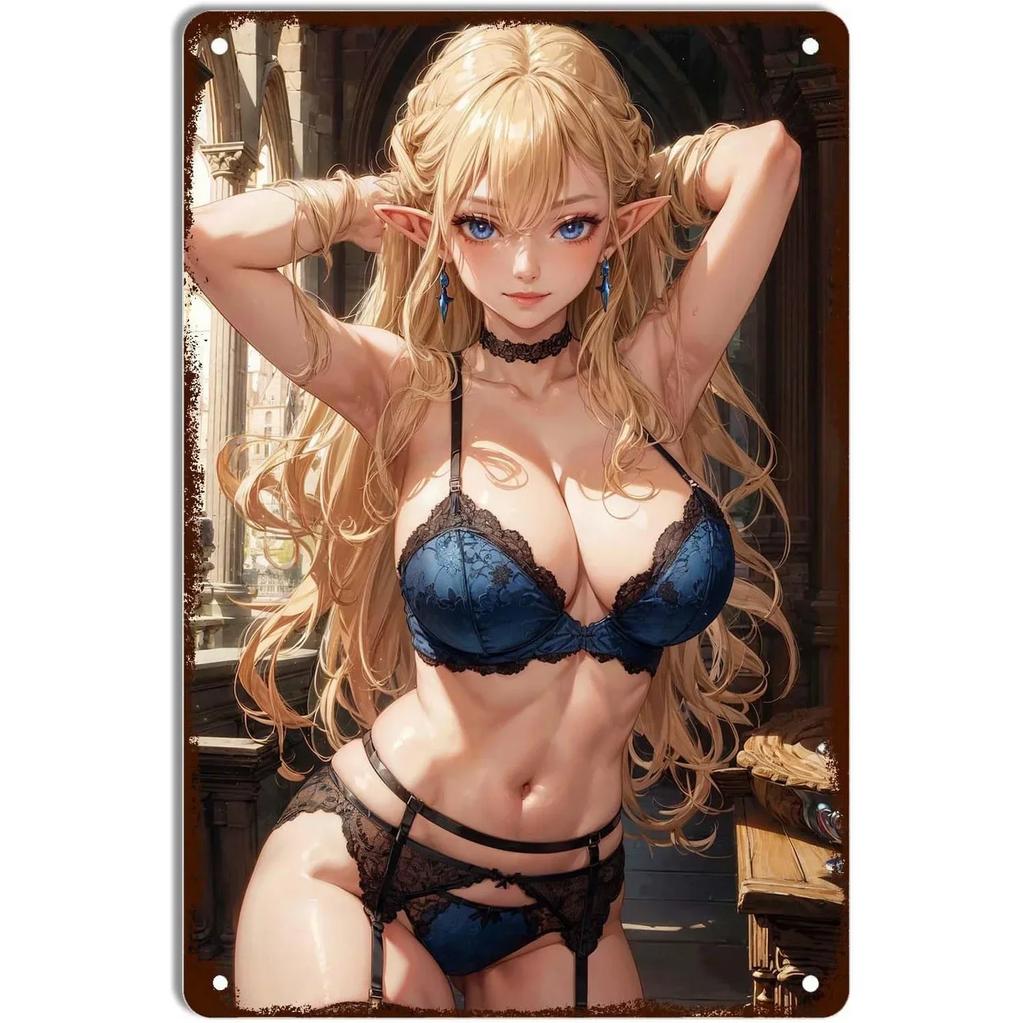Vintage Anime Pinup Kawaii Girls Metal Tin Signs  Wall Posters Plaque for Man Cave Cafe Garage Club Bar  Retro Iron Painting Dec