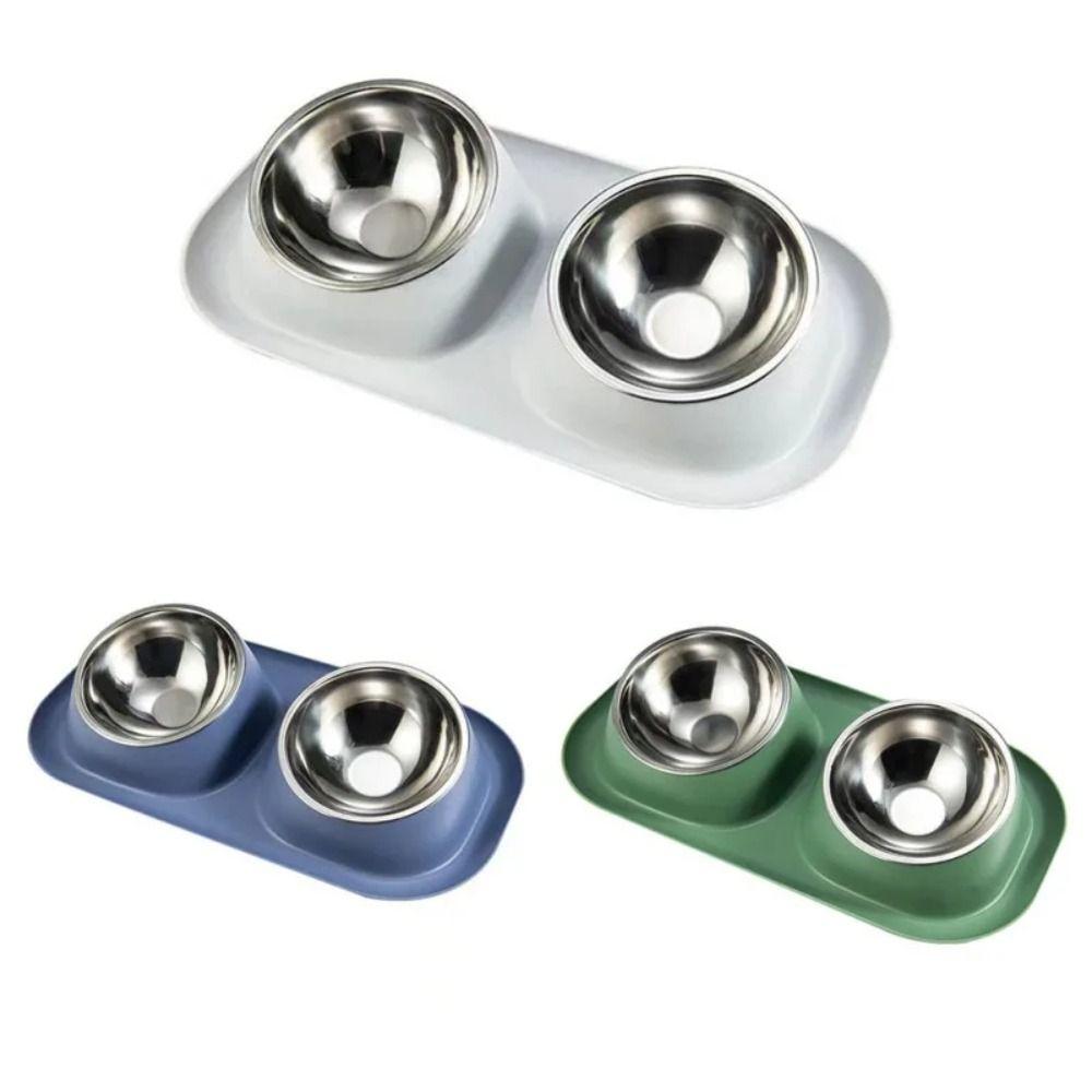 Stainless Steel Mess Proof Elevated Pet Bowl Anti-flip Stable Dog Cat Food Water Bowls Multifunctional Protect Cervical Spine
