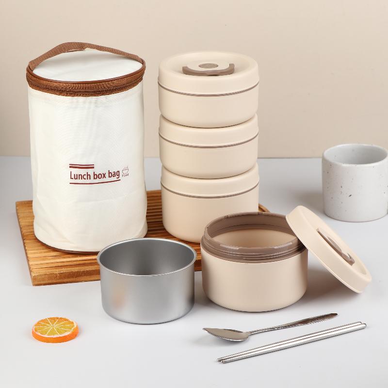 Portable Stainless Steel 304 Thermal Lunch Box With Bag Large Capacity Multi Layer Thermos Bento Box Bpa Free Food Container