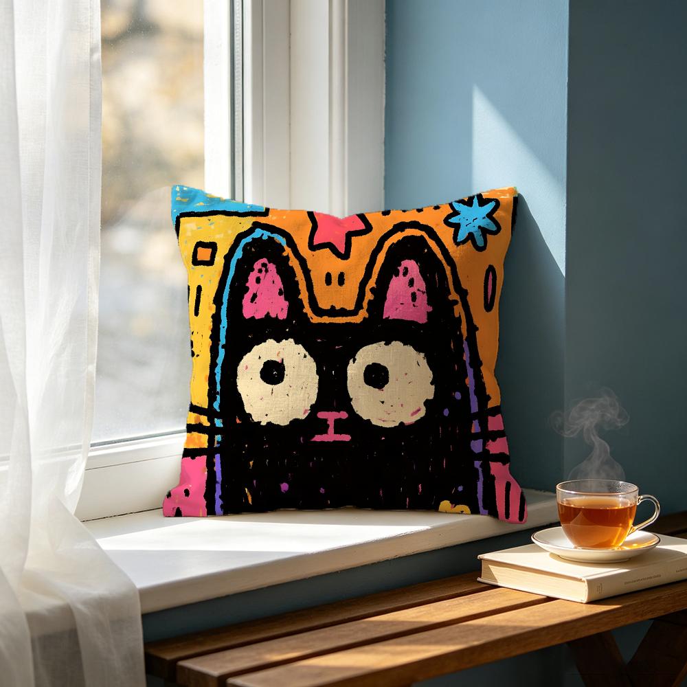 Cartoon MMulticolor Cat Cushion Cover Cushion Cover Set Pcs X X X Pillowcase Decorative Sofa Home Decor