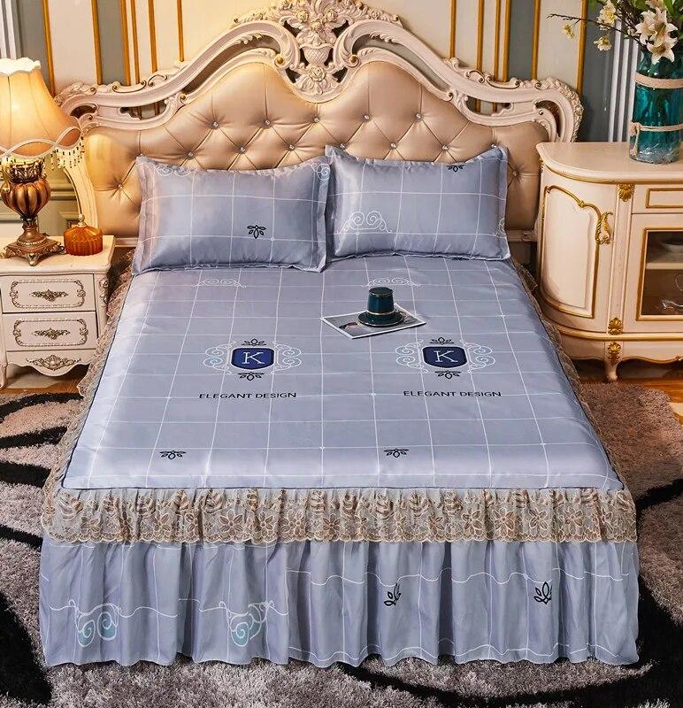 Summer Cool Mat Bed Skirt Princess Style Cute Bed Sheets Embroidered Sheets Fitted Bed Sheet Bedspreads Ice Mat Home Textiles