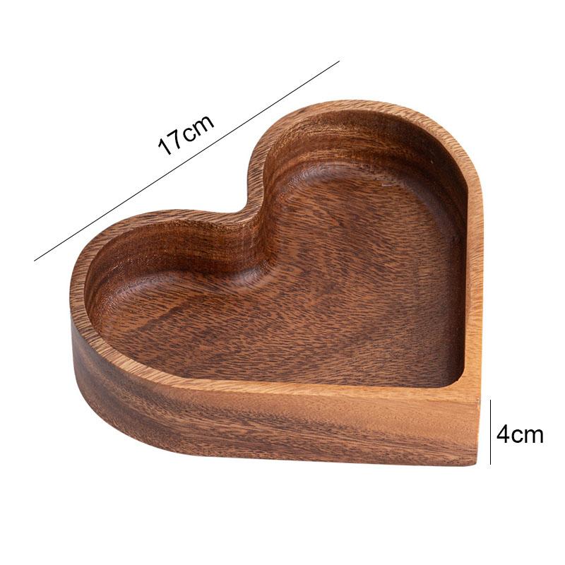 Wooden Tray Heart-shaped Fruit Plate Salad Cake Snacks Candies Fruits Dishes Kitchen Tableware Valentine's Day Decoration