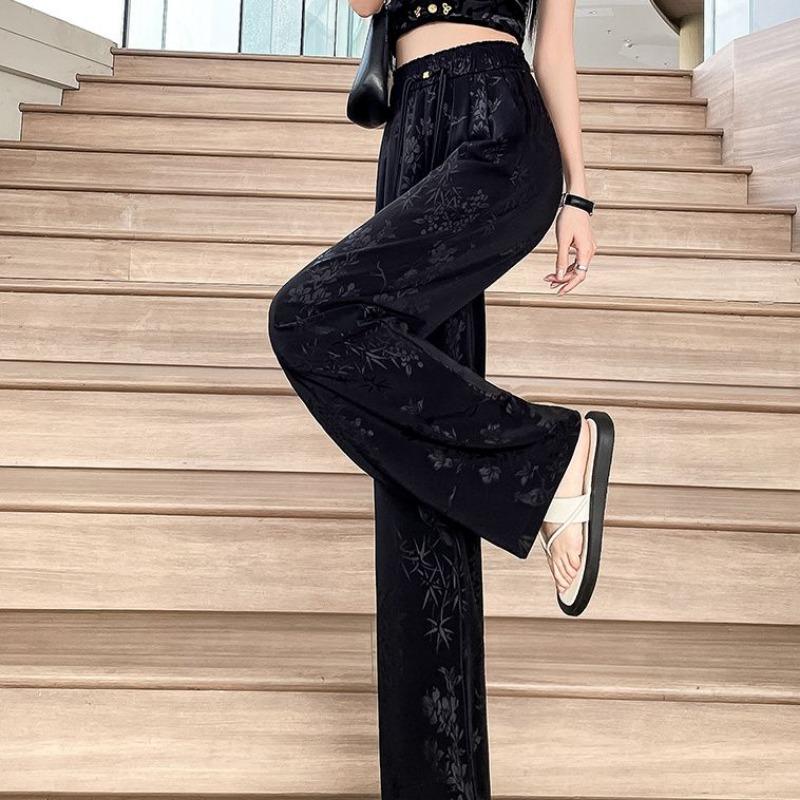 New Chinese Style Wide Leg Women's Summer Thin High Waist Loose Casual Pants