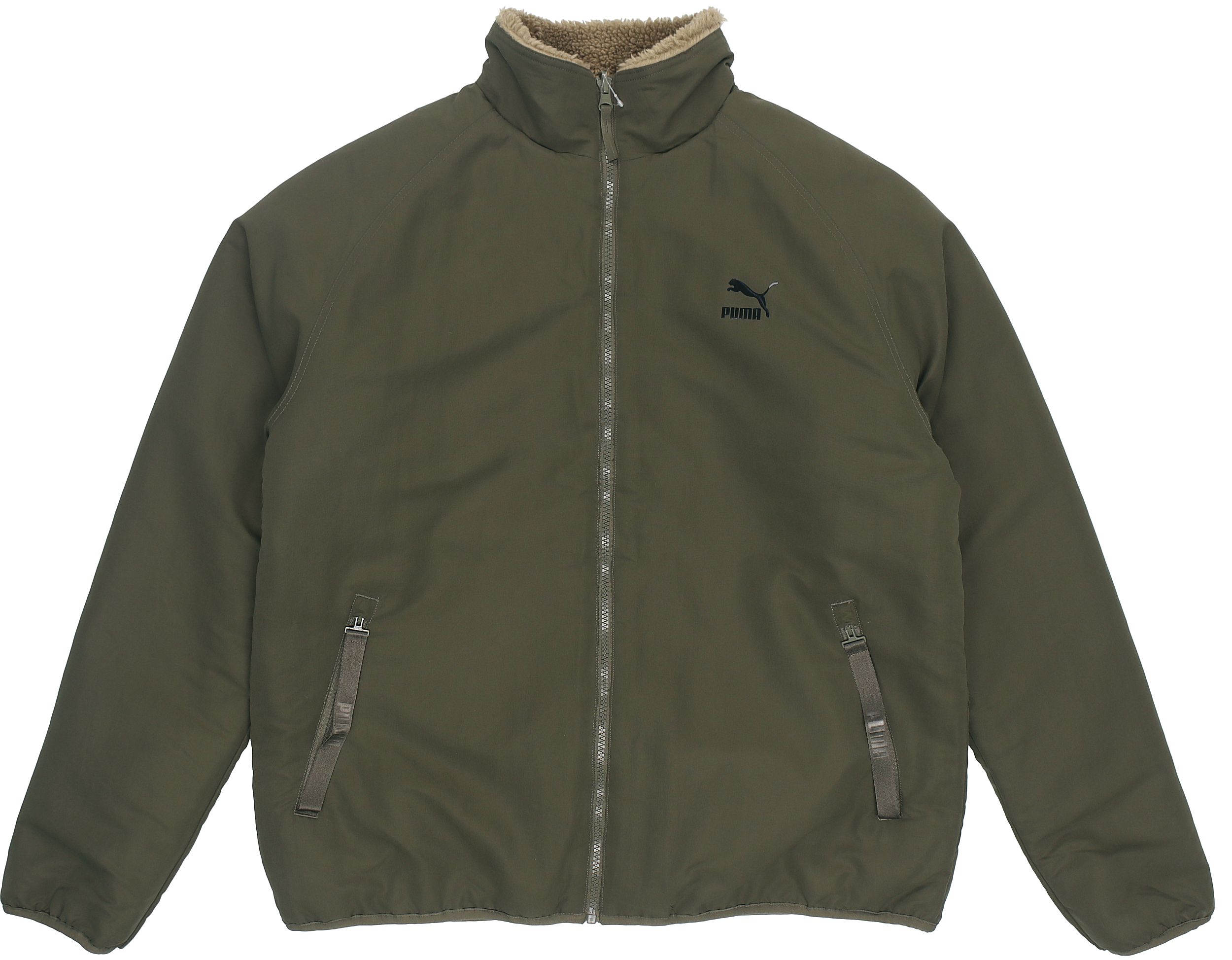 PUMA Reversible Sherpa Jacket Woven Fleece Lined Reversible Puffer Jacket Winter Men s Army Green 846428-44 XL