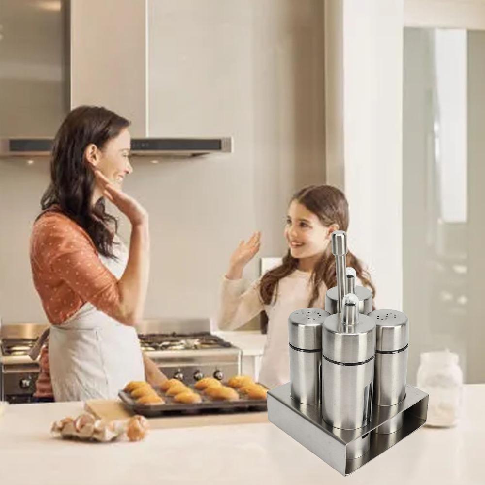 Set of 4 with Base Stand Seasoning Bottle Set Oil Vinegar Dispensers  Countertop Organization
