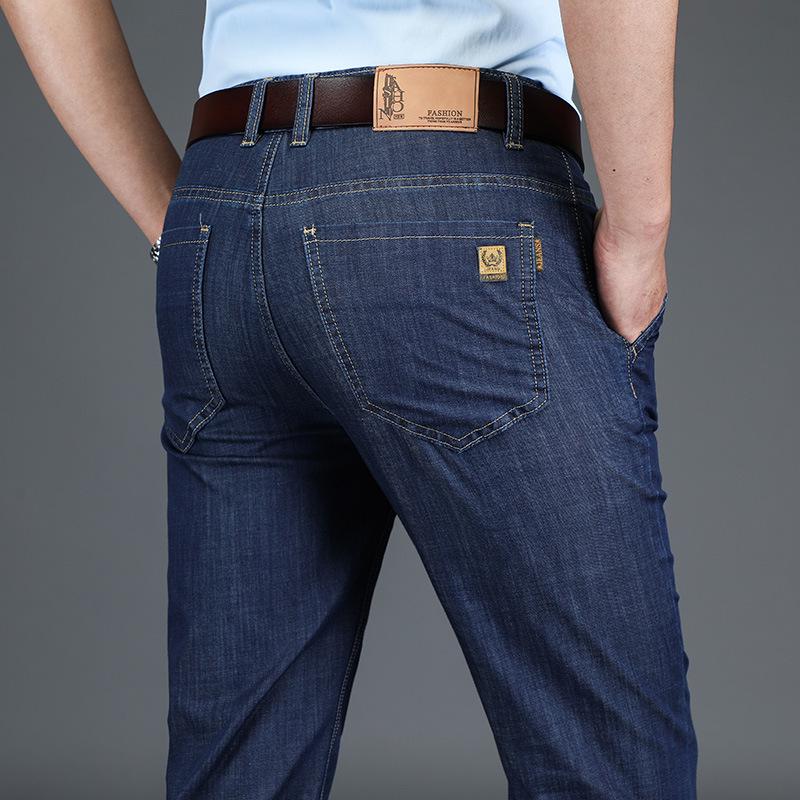 

Quality Drooping Business Pants For Men, Soft Ice Silk Loose Straight Leg Jeans For Men, High Waisted For Men 42 темно-синього кольору