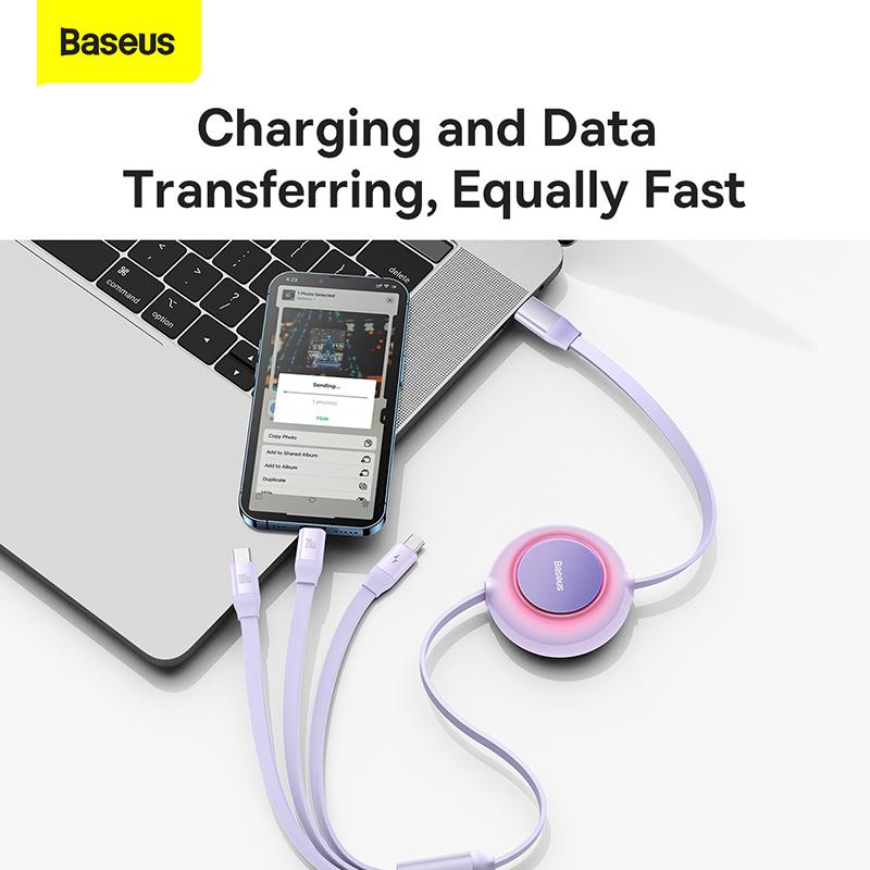 

Беспроводная зарядка Baseus, с зарядным кабелем 3 в 1