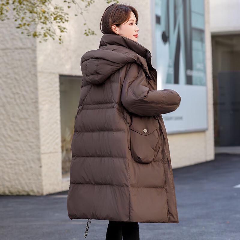Fengmao Women's Hooded Mid-Length Down Jacket