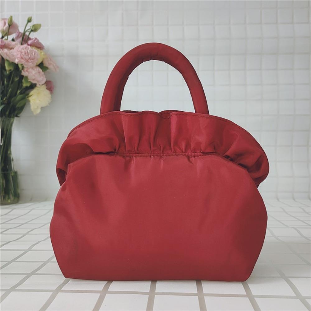 1pc Women's Floral Bow Handbag - Medium Zipper Closure Summer Tote, Durable Polyester with Spacious Interior, Hand Wash/Dry Clean