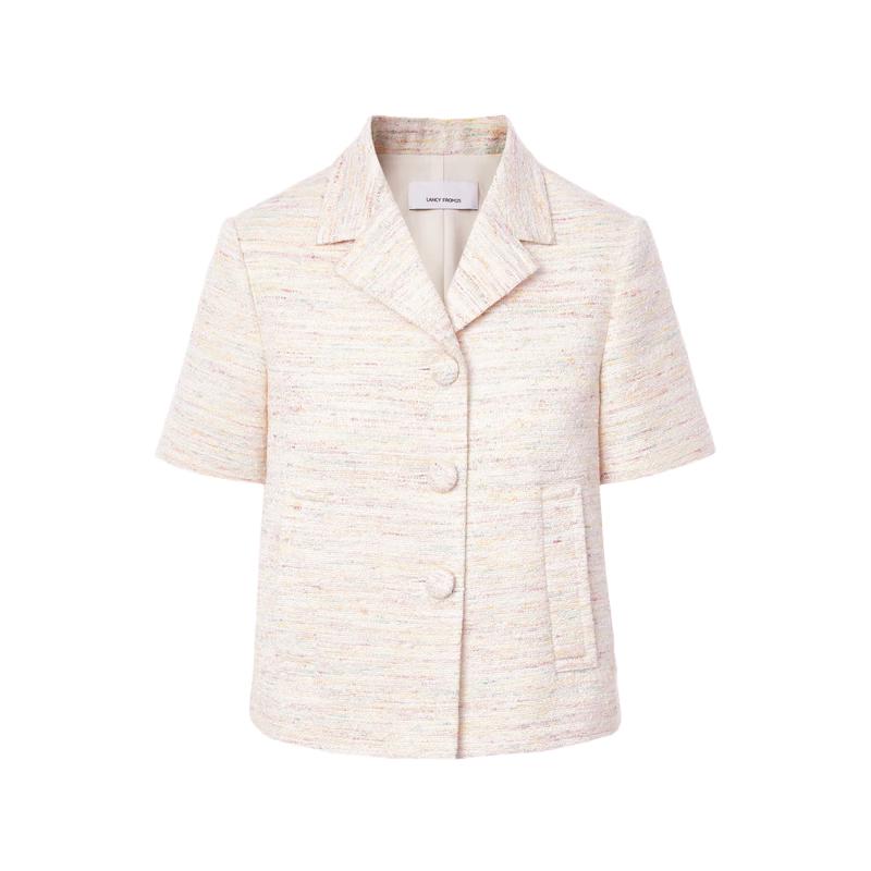 LANGZI Chic Lapel Short Sleeve Cropped Jacket L