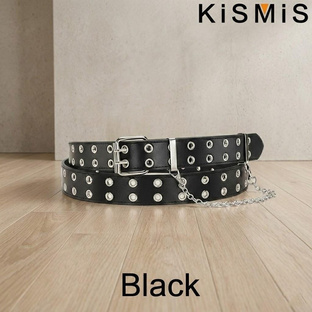 

Women Genuine Leather Punk Style Jeans Decorative Chain Belt Fashion Accessories for Casual Outfits чёрный