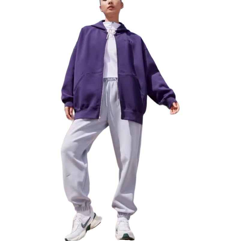 Nike Sportswear Solid Color Loose Casual Hooded Zip Jacket Women Jackets Ink-Purple HF0422-555