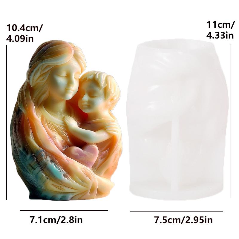 3D Jungfru Maria Gudinna Omfamnande Pojke Silikonform Morsdag Tacksägelsedag Gåva Hjärta Ängel Betong Cement Gipsformar