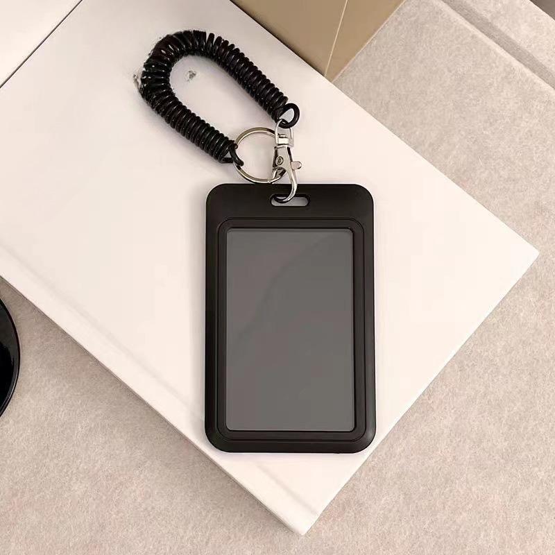 

Student ID Card Holder Wrist Strap Keychain Black White Bus Card Protector Cover Case чёрный