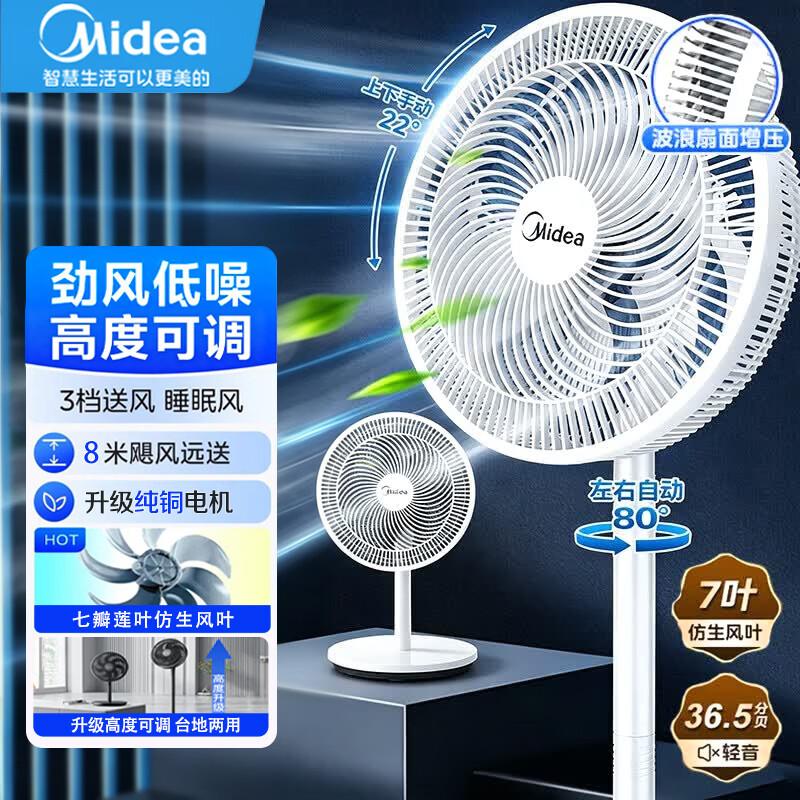 Midea Quiet 7-Blade Pedestal and Desk Fan
