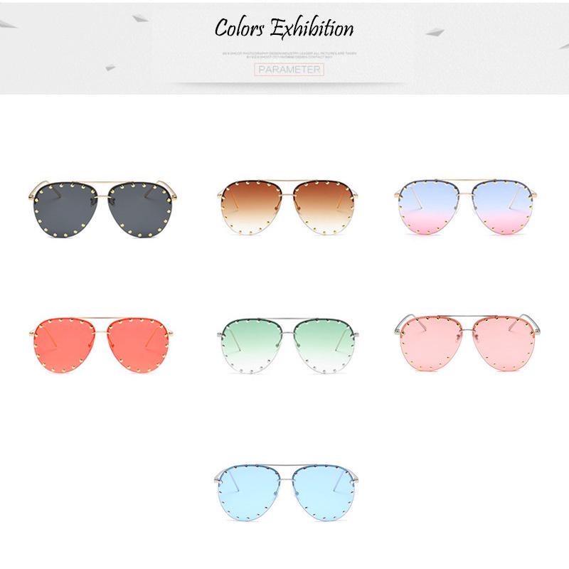 SHAUNA Nail Decoration Women Rimless Pilot Sunglasses Brand Designer Fashion Ladies Gradient/Tinted Punk Style Glasses