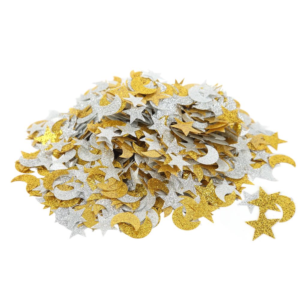 2 Bags Flash Moon and Star Confetti Hand Crafted Plastic Star Moon Confetti Simple Generous Color