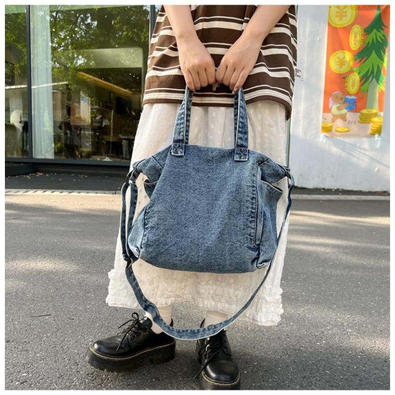 Waschene Denim Sling Bag für Damen, Große Kapazität, Einzelne Schultertasche