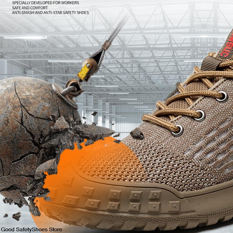 Lightweight Work Shoes Men Anti-Smash Breathable Work Sneakers Men Sport Safety Shoes With Steel Toe Safety Boots Footwear Male