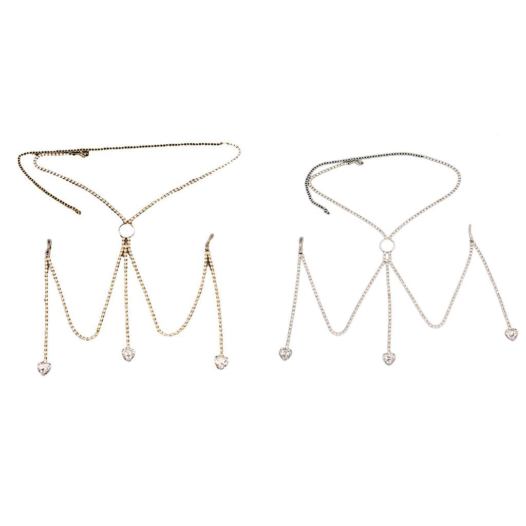 Fashionable M Shaped Waterdrop Heart Pendant Bra Chain Handmade Body Jewelry Accessories for Parties and Daily Wear