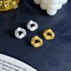 Korean Gold And Silver Two-Color Geometric Triangular Stud Earrings Female Niche Design Sweet And Cool Style Versatile Accessories