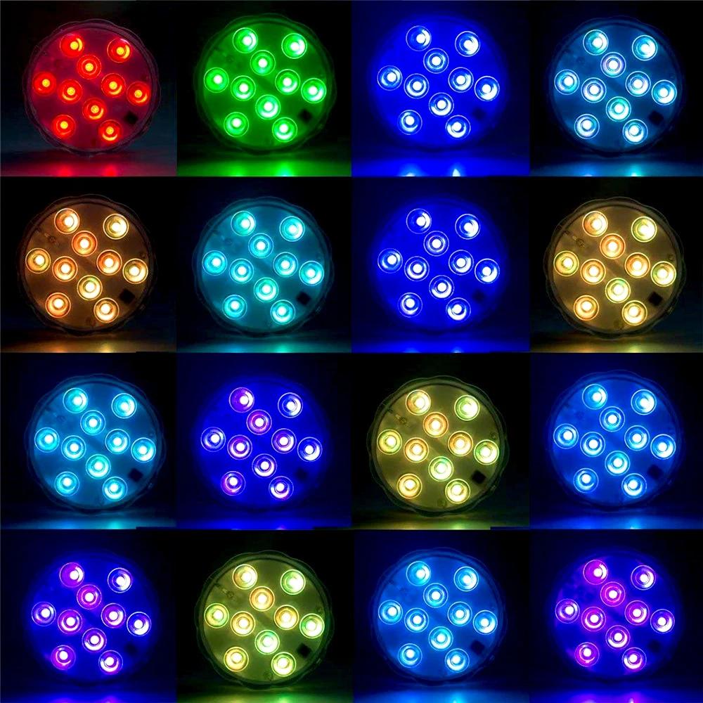 4 LEDs Submersible Light with Remote Control Battery Powered Underwater Night Lamp for Pool Vase Bowl Wedding Party Decoration