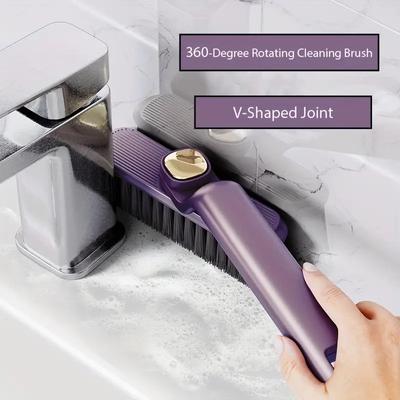 Brosse de nettoyage rotative multifonctionnelle 2 en 1, joint en V, brosse à poils durs à 360 degrés pour le nettoyage des carreaux de salle de bain et des joints muraux