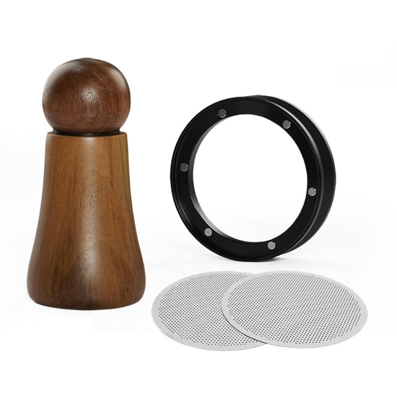 Professional Espresso Coffee Tool Set Tamping Needle Powder Receiving Rings Water Distribution Net for Coffee Machine 51mm