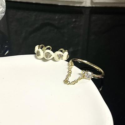 Liebe Tröpfelndes Öl Zirkon Ring Öffnung Verstellbar Leichter Luxus Nischen Design Fortgeschrittener Sinn Einfaches Temperament Ring